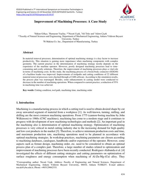 Improvement of Machining Processes: A Case Study